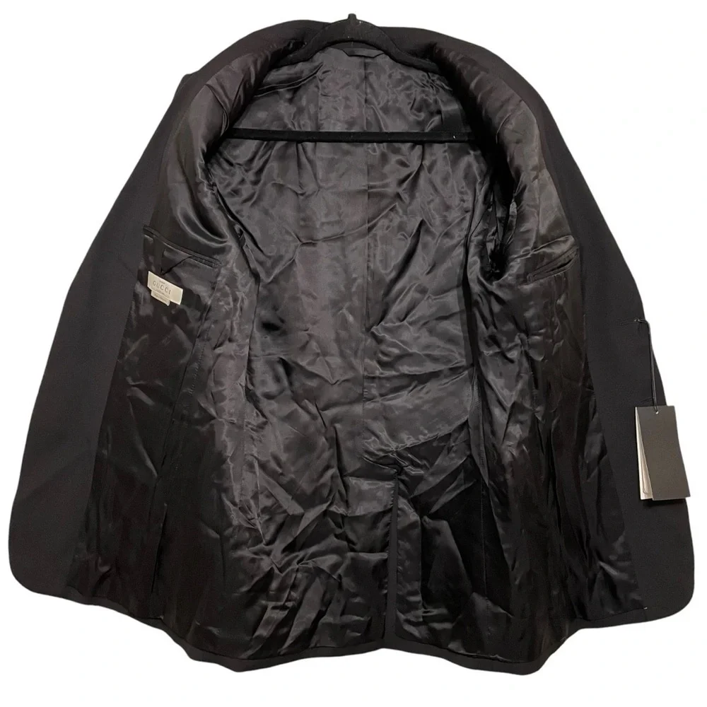 GUCCI Wool Uniform Blazer Solid Black